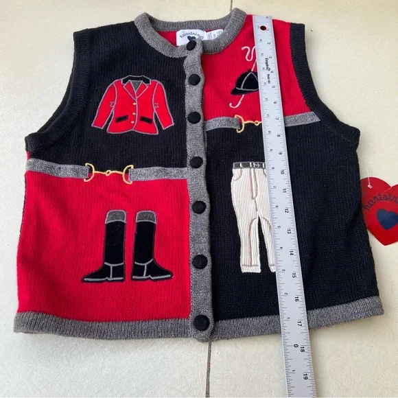 Hartstrings kids Girls/Boy Knit Cardigan Vest in Gray and Red Size 7/8 - Picture 3 of 5